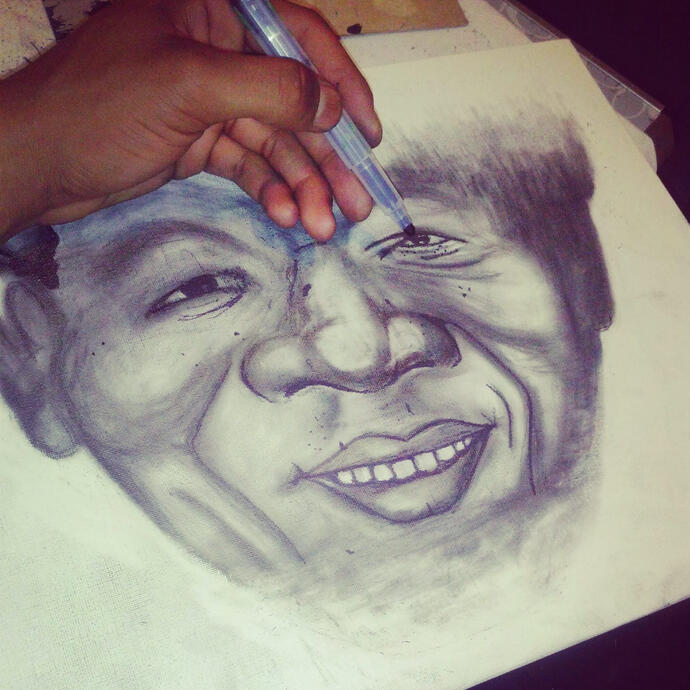Drawn Portrait - Nelson Mandela